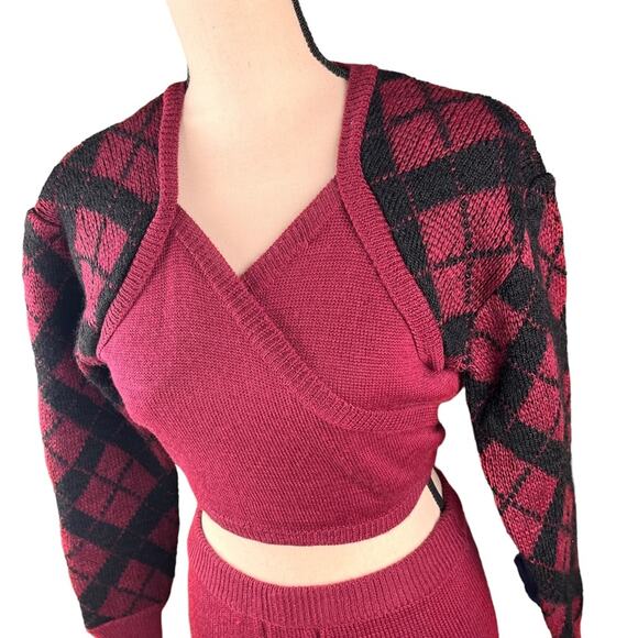 Vintage crop top mini skirt set wool blend - Picture 6 of 10